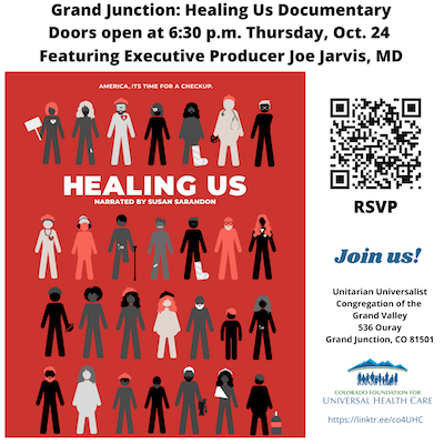 A bunch of people in a row of various backgrounds and ailments together say "America, It's time for a Check Up."